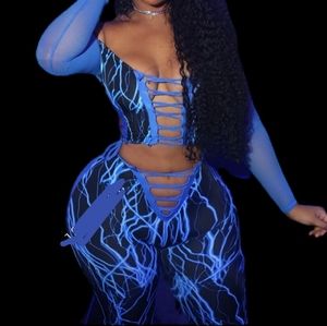 SEXY 2 PIECE CUSTOM MADE BARTENDER WEAR EXOTIC WEAR RAVE OUTFIT stripper outfit